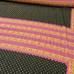 Grün-rosa Crinkle-Stoff  "Lotus "