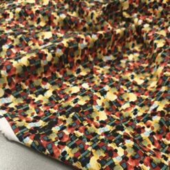 SUPER PREIS - ocker-roter elastischer Baumwollstoff mit kleinem Blumenmuster