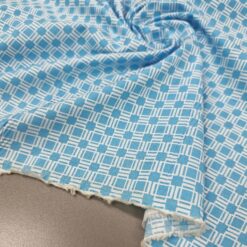 🎁 SUPER PREIS - blau-weißer Baumwollpopeline mit geometrischem Muster