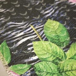 Jacquard mit Rosen - schwarzer Grund