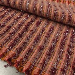 Bouclé Stoff - Terakotta mit silbernen Fäden - Stoff für Jacken