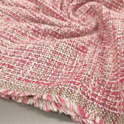 Rosa Baumwoll-Bouclé Stoff für Jacken und Kostüme