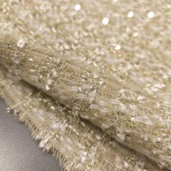 Gold-Grüner Bouclé Stoff mit Pailletten - edler Kostümstoff
